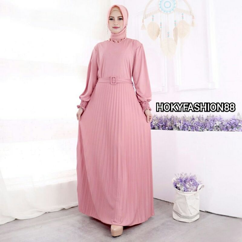 RULIN GAMIS+BELT PLISKET GAMIS / GAMIS PLISKET DEWASA CANTIK DAN TERBARU