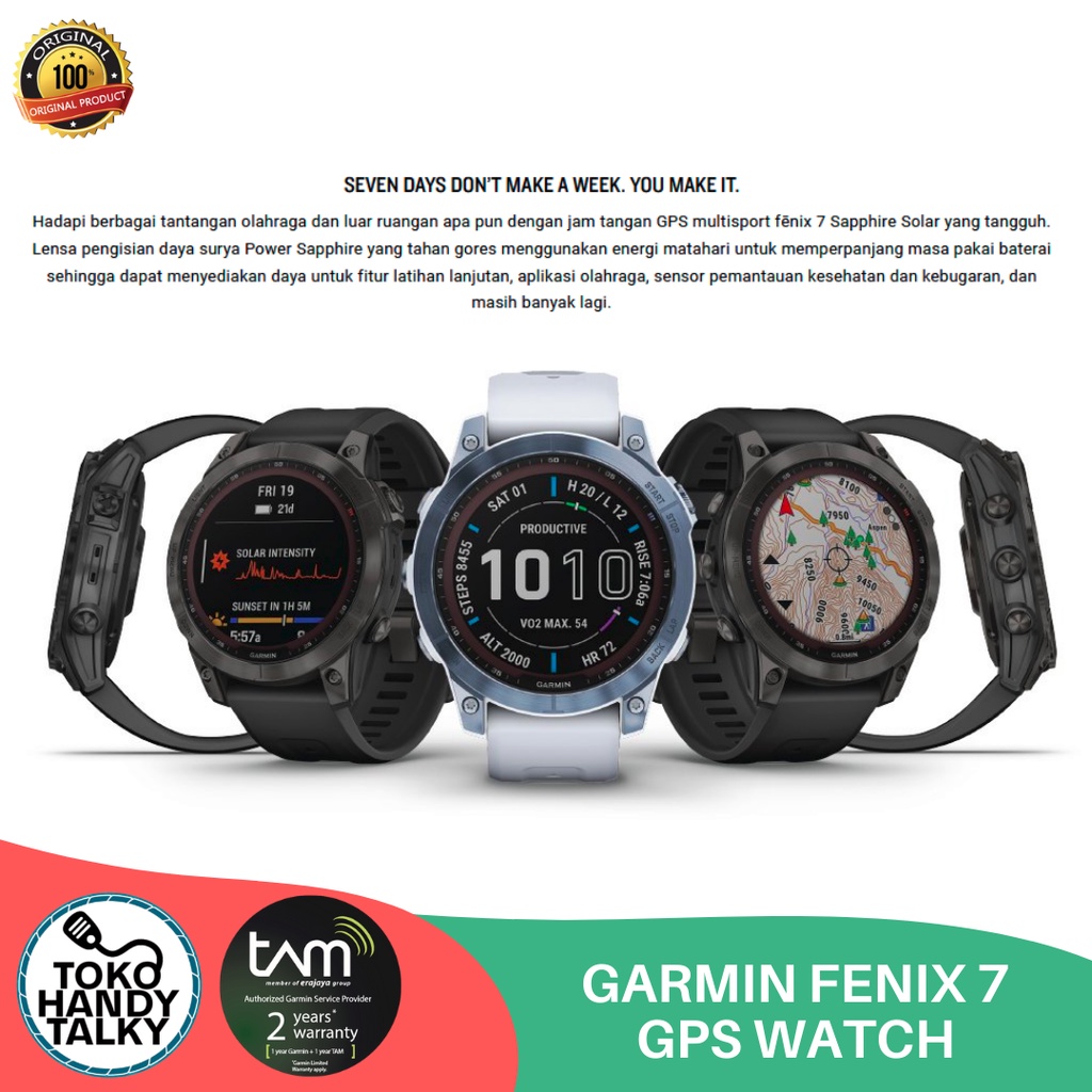 GARMIN SMARTWATCH FENIX 7 SAPPHIRE GPS WATCH NEW GARANSI RESMI TAM