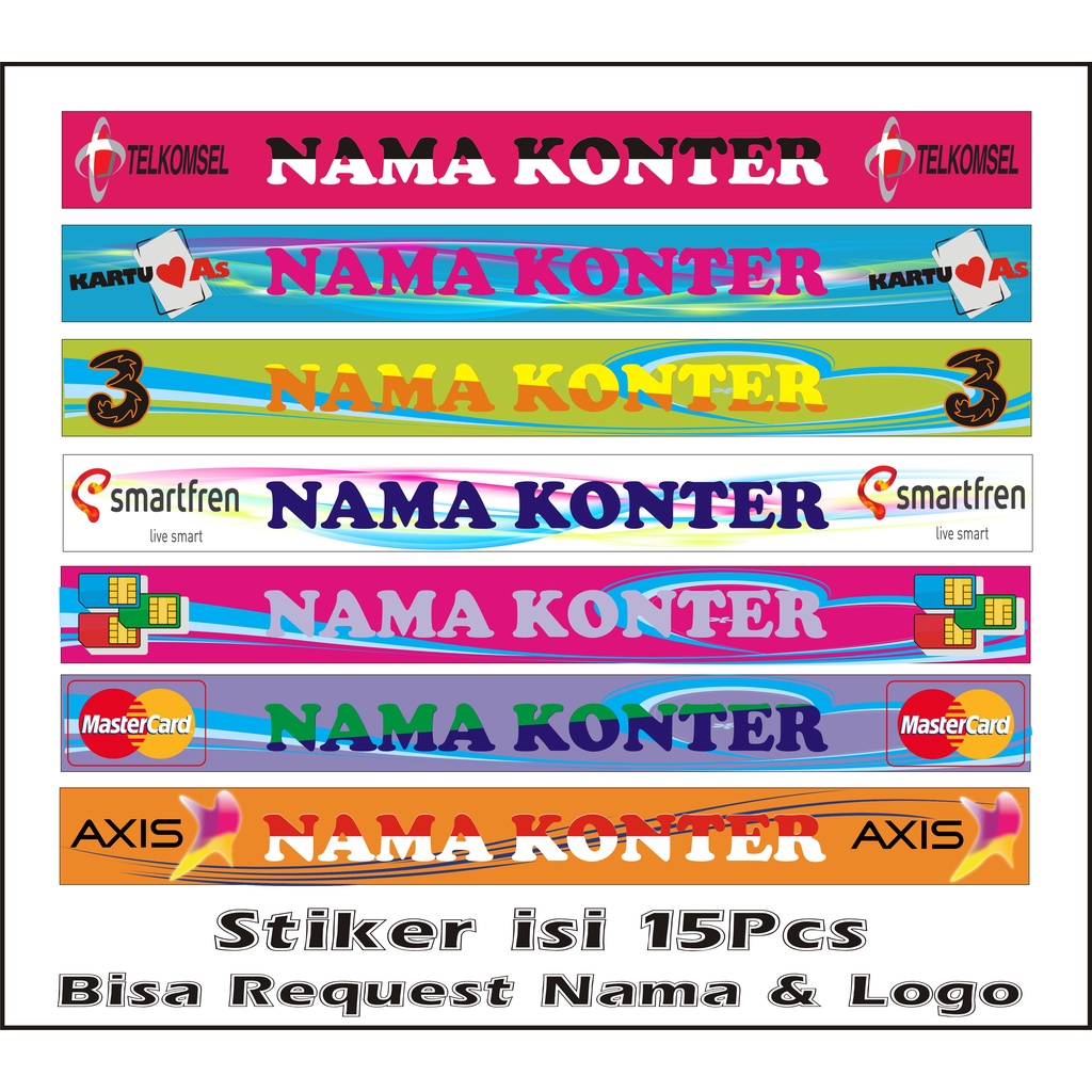 

15 Pcs Stiker Etalase Konter/Counter Bisa Request Nama dan Logo (Size 30cm x 3cm)