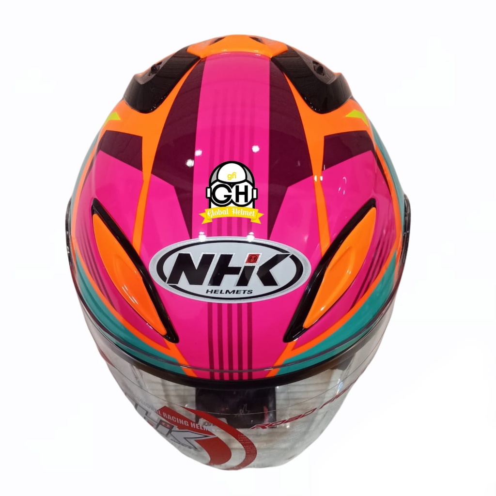 HELM NHK R6 MOTIF STARCO ORANGE FLO HALF FACE NHK R6 MOTIF