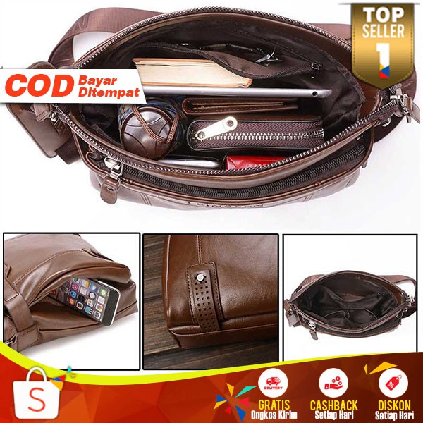 Tas Selempang Pria Kulit Messenger Leather Bag Cowok Keren Tas Kerja Cowo Kekinian