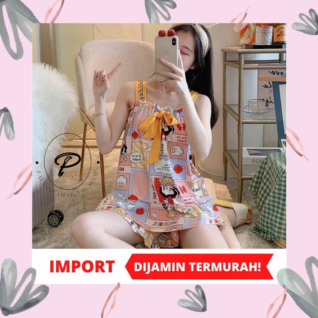 PIYAMA WANITA IMPORT /BAJU TIDUR WANITA IMPORT / PIYAMA MOTIF KARTUN BAHAN KATUN (PL-016)