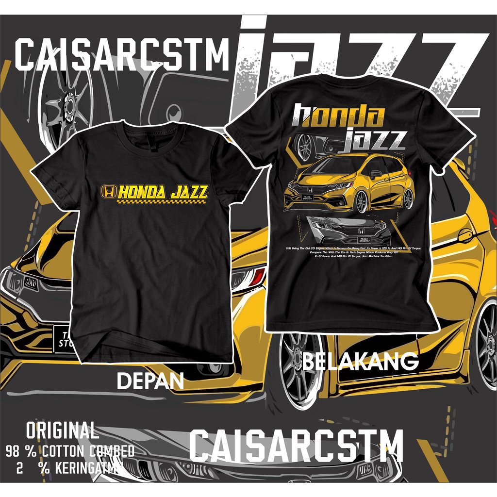 Kaos Distro Mobil Club Honda Jazz Cotton Combad 30s Hitam
