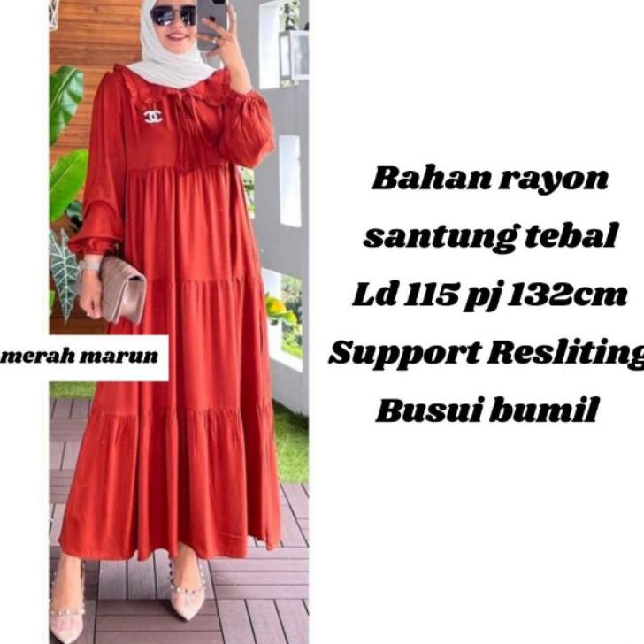 ツ GAMIS MIDI DRESS GAMIS LEBARAN JUMBO GAMIS KERAH Terjangkau
