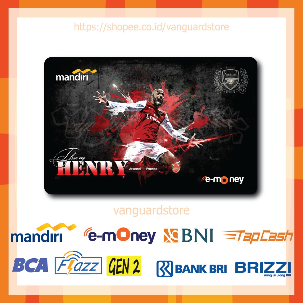 KARTU E MONEY E TOLL ARSENAL F.C. CLUB BOLA 20 EMONEY MANDIRI FLAZZ BCA BNI TAPCASH BRIZZI BRI