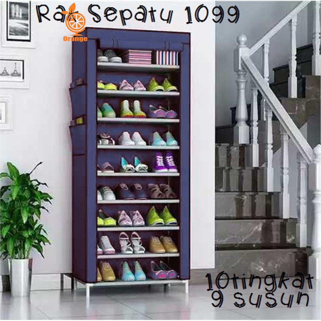 COD Promo Termurah Rak Sepatu Kain 10 susun 1099 Rak sepatu Sebaguna WHFURNITURE