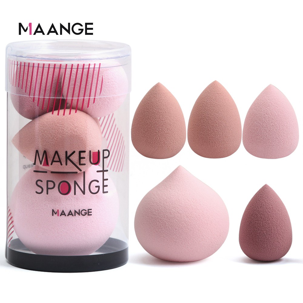 Original Maange 5pcs/kotak Spons Puff Makeup Lembut Untuk Wanita