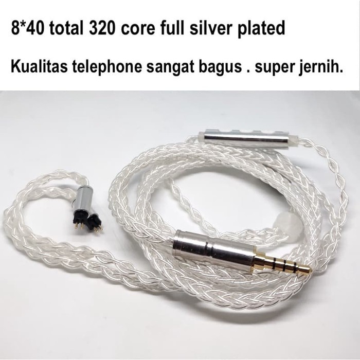 Thick 8 Braid 2 Pin Cable 320 Core Silver Plated With Super Microphone