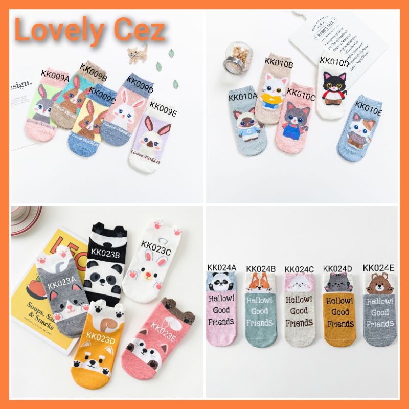 Kaos Kaki Rabbit, Foxy, Cat, Hellow