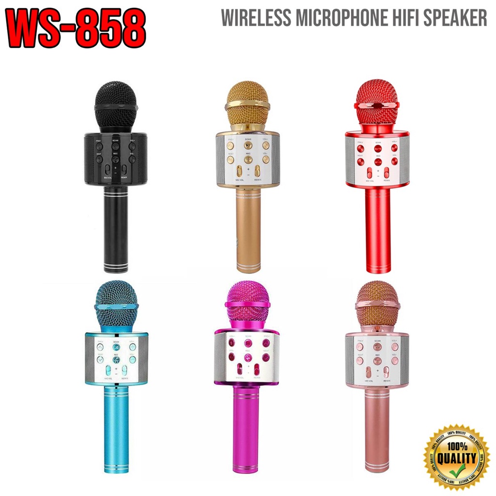 Mic Karaoke WS858 Bluetooth Microphone Speaker KTV Mic Bluetooth WS 858 Smule Karaoke Portable WS-858 Wster