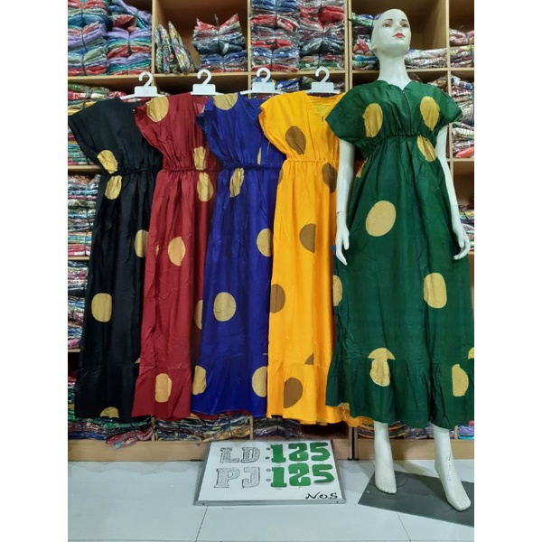 Homedress Manohara motif polkadot daster manohara panjang busui