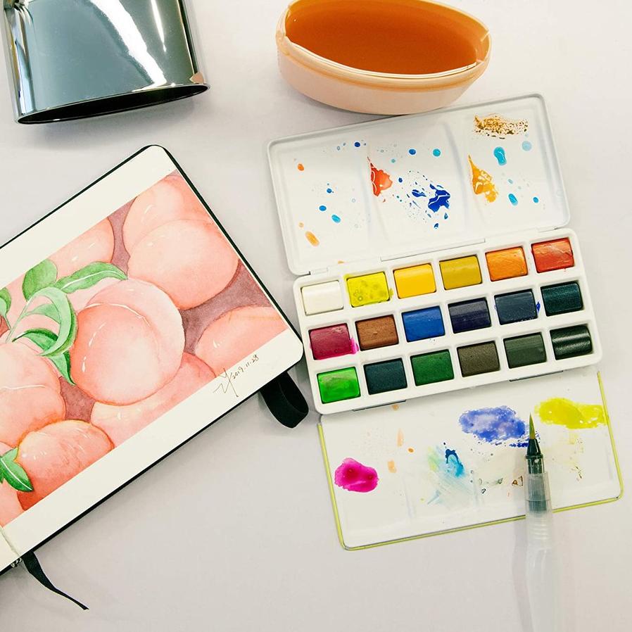 

2.2 Miya HIMI Solid Watercolour Box Set 18Clr (WITH WATER BRUSH + WATERCOLOR PAPER) #062