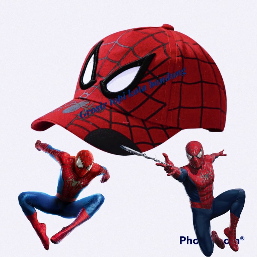 TOPI ANAK (3THN KEATAS) SPIDERMAN SUPER HERO TERBARU FULL SABLON PLUS BORDIR Terbaru Kartun Karakter Spiderman Super Hero