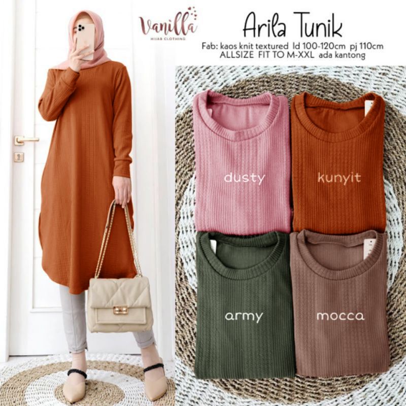 Arila Tunik - Tunik Kaos Knit Textured LD102+ / R.13 - 296-6256