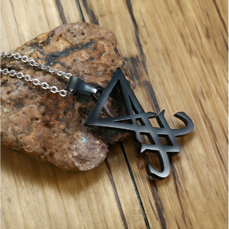 Lucifer Satanic Jewelry Pendant Necklace In Black Gothic Dark Occult Esoteric Pagan Satan Jewels