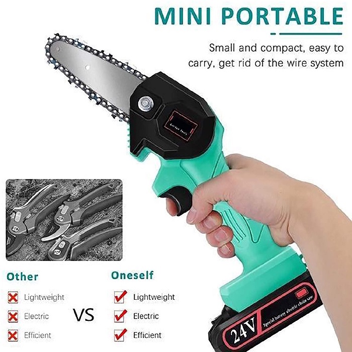 Mini Electric Chainsaw 4 inch - Gergaji Listrik Portabel untuk Kayu