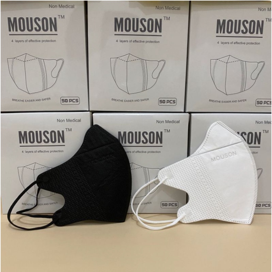 Masker Duckbill Mouson Garis Import Terbaru 1 Box Isi 50pcs emboss, MOUSON 3ply disposable facemask