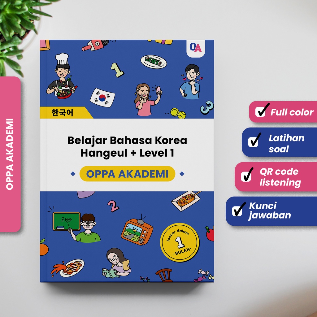 Buku Belajar Bahasa Korea Oppa Akademi Hangeul + Level 1