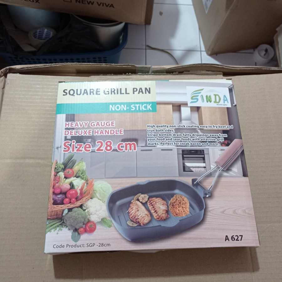 Square Grill pan 28 cm Panci panggangan Omicko