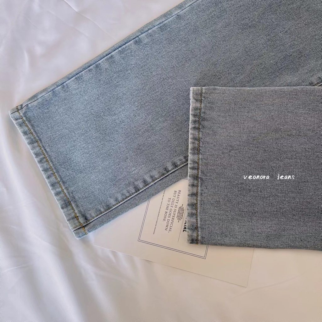 Korean Style Highwaist Straight Loose Kulot Jeans Yang Dapat Disesuaikan Bagy Boyfriend Celana Panjang Jeans Wanita