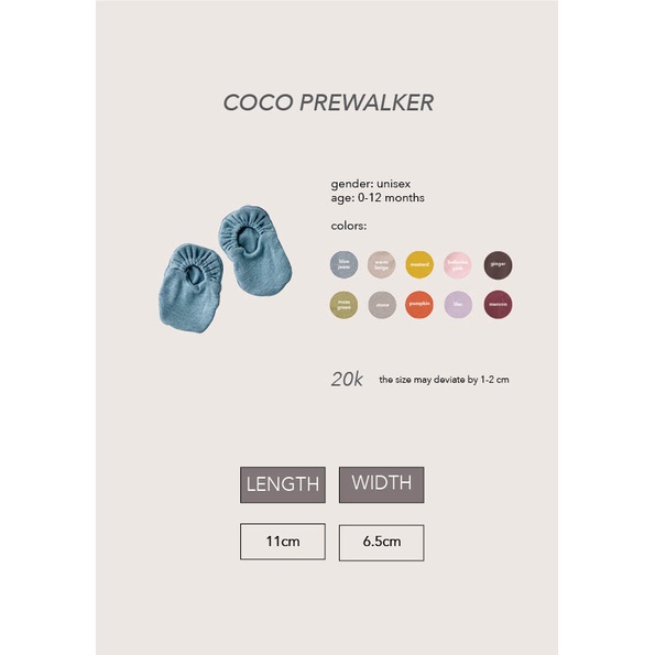 Cocopop Baby - Coco Prewalker Cotton Shoes Baby ( 0 12 Bulan / 1 Tahun ) Newborn Kaos Kaki Sepatu Bayi Unisex Laki Laki Wanita Bahan Katun Lembut Halus