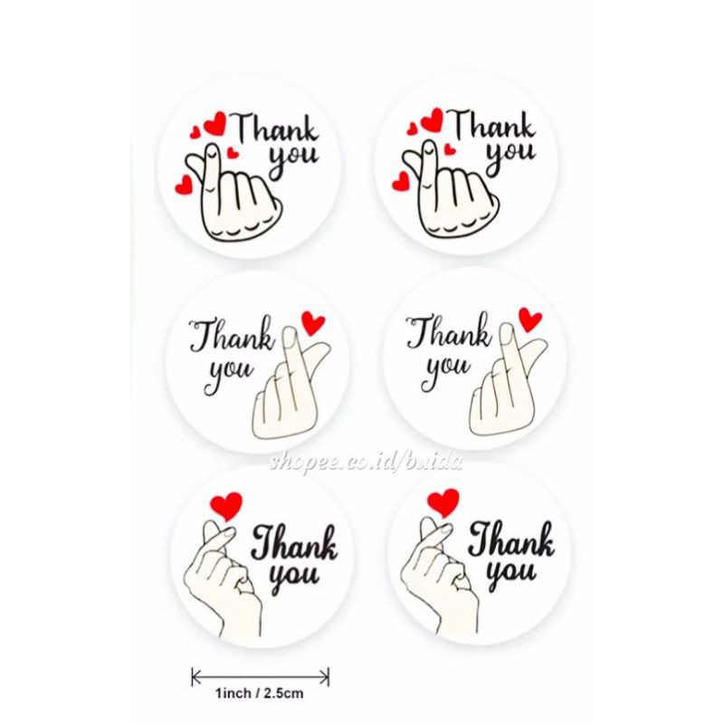 

1 roll 500pcs Label Sticker Thank You Love Saranghae Hand Sign Language Korean Luv Stiker Segel Kemasan Sealer