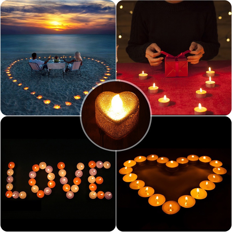 Love Heart Shape Flameless LED Candles/ Battery Powered LED Smokeless Tea Light/ Romantic Smokeless Night Light for Halloween &amp; Church Party Decoration