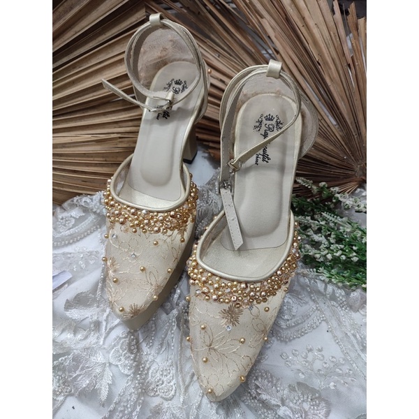 sepatu wanita wedding zarvanes gold 10cm tahu