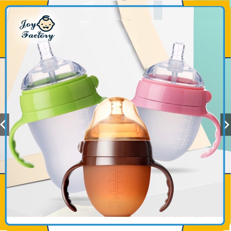 Botol susu bayi Newborn Botol Silikon  tahan panas | Anti Kolik | Anti Colic Leher lebar(Wide Neck) 150/180/240ML