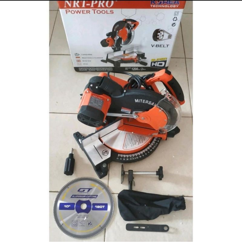 Miter saw atau mesin  pemotong aluminium NRT PRO 10 inch vanbelt MS 1052 VB Gergaji almini