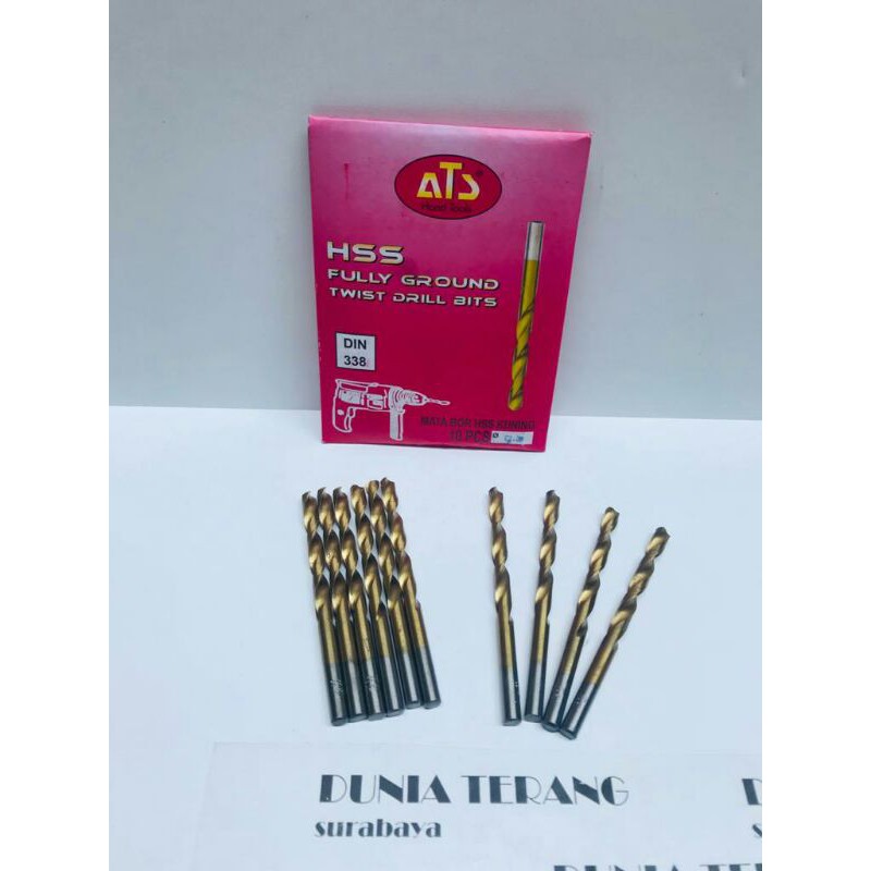 Mata Bor Besi ATS 6,5mm Kuning - HSS TiN Coated Fully Ground Twist Drill Bits 6.5 6,5 mm