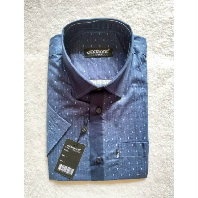 Kemeja DIXMONT lengan pendak biru dongker