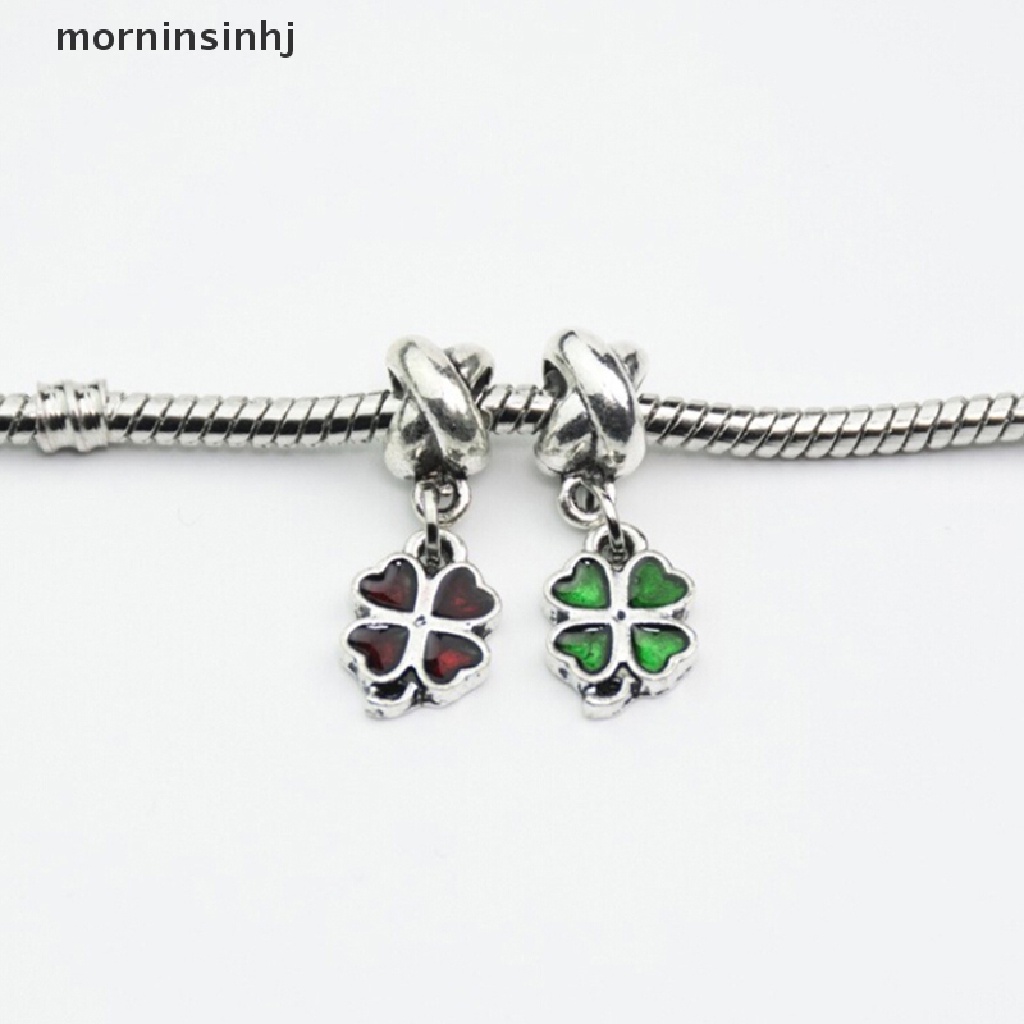 Mornin 1pc Kalung Rantai Dengan Liontin Daun Clover Gaya Eropa Untuk Wanita