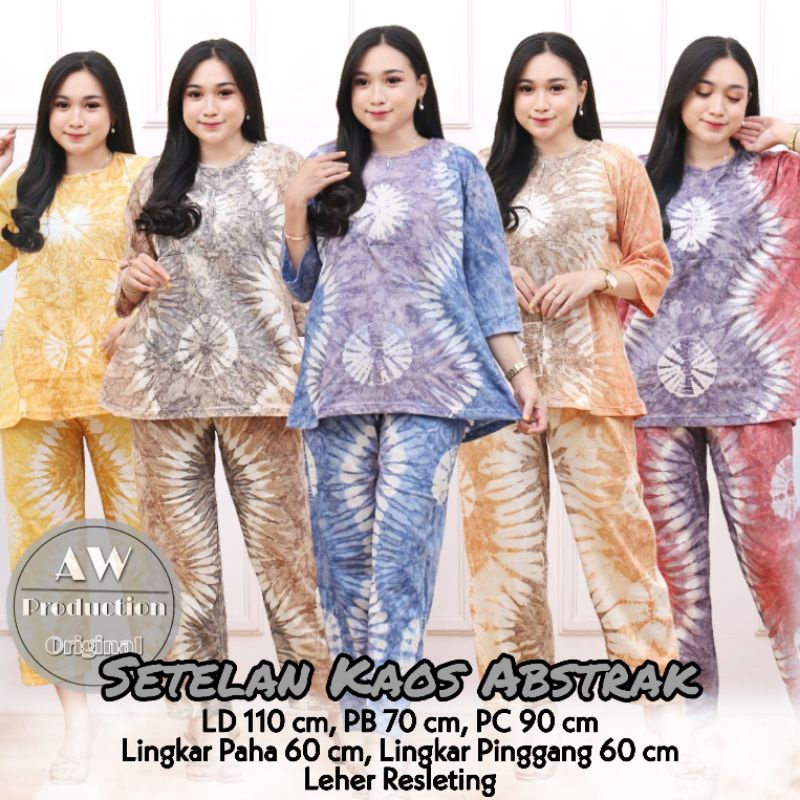 One Set Kaos Busui Resleting Depan Setelan Baju Celana Panjang Wanita Termurah