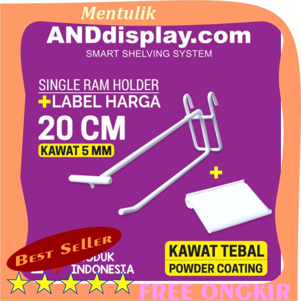

SINGLE RAM HOLDER 20 CM PLUS LABEL HARGA 6CM CANTOLAN GANTUNGAN PRICE TAG