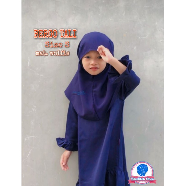 Bergo tali size S bahan wolfis termurah//bergo tali//bergo maryam//bergo wolfis//bergo maryam tali//