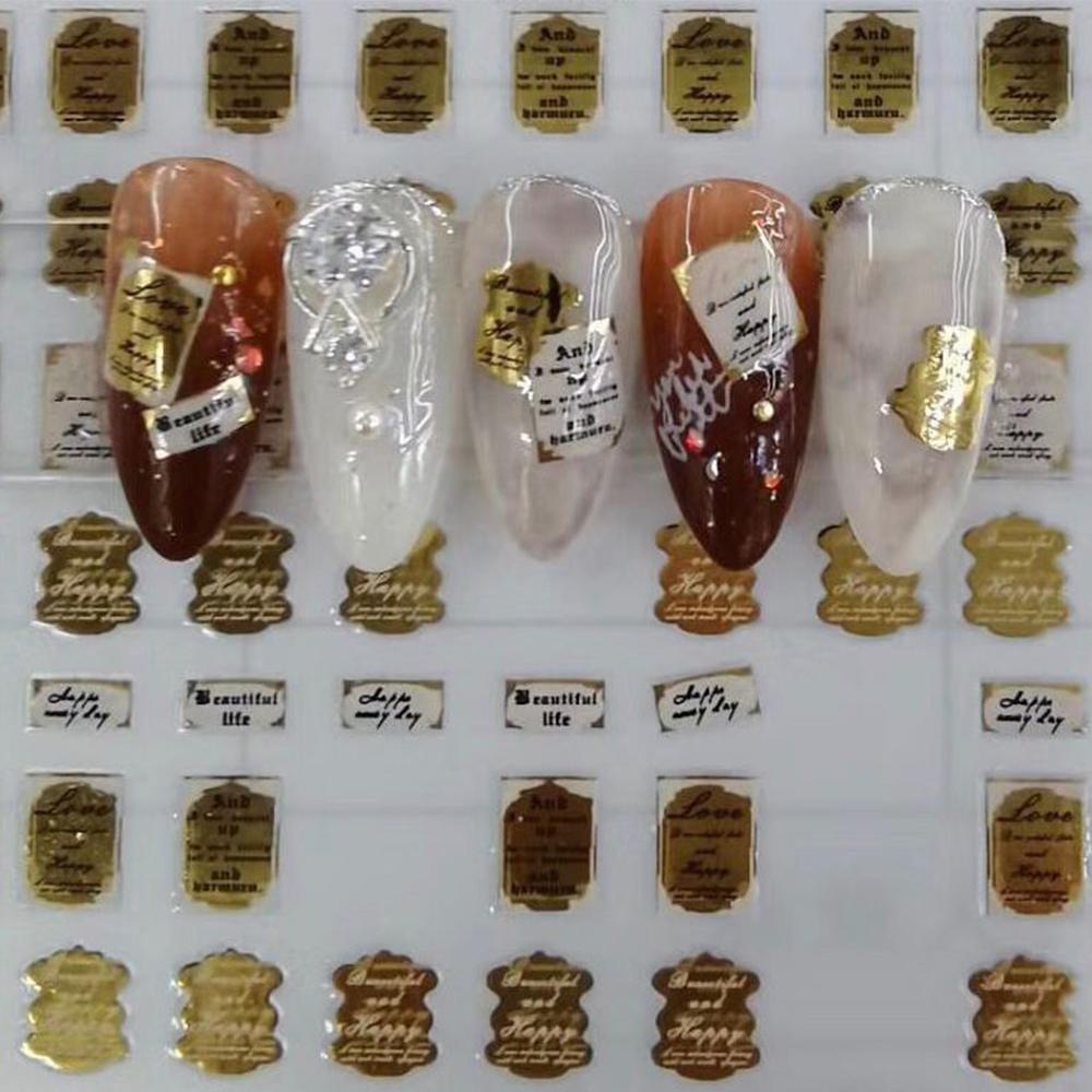 Mxbeauty Stiker Kuku Motif Tulisan Jepang Warna Emas Untuk Nail Art