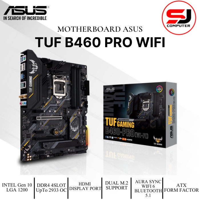 MOTHERBOARD ASUS TUF GAMING B460-PRO (WI-FI) Intel® B460 (LGA 1200) ATX gaming motherboard