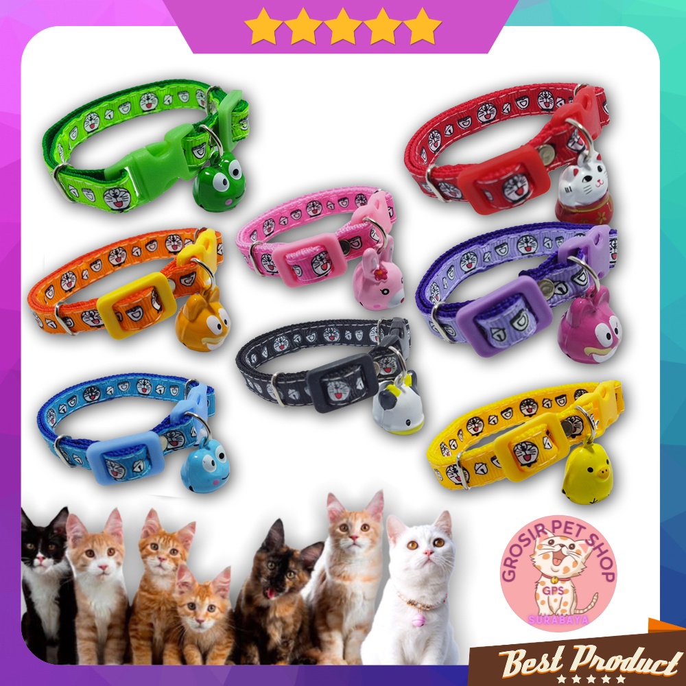 kalung kucing motif bell Karakter motif doraemon lucu