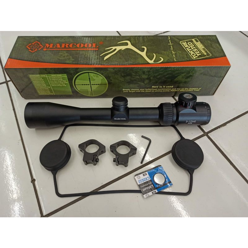 Teleskop marcool 3-12x40ir/gllas titik tengah