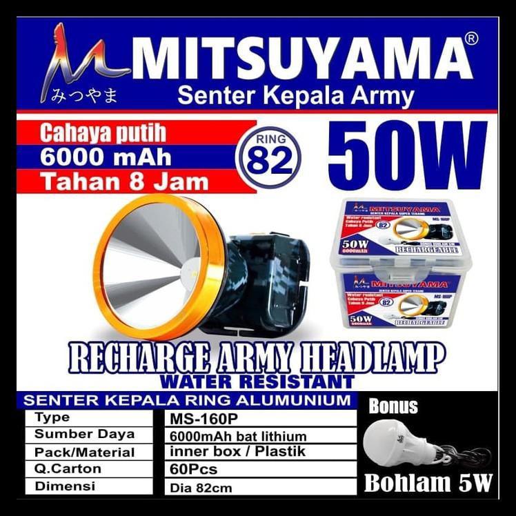 ORIGINAL Senter kepala cas Mitsuyama Ms160p 50watt - Hitam