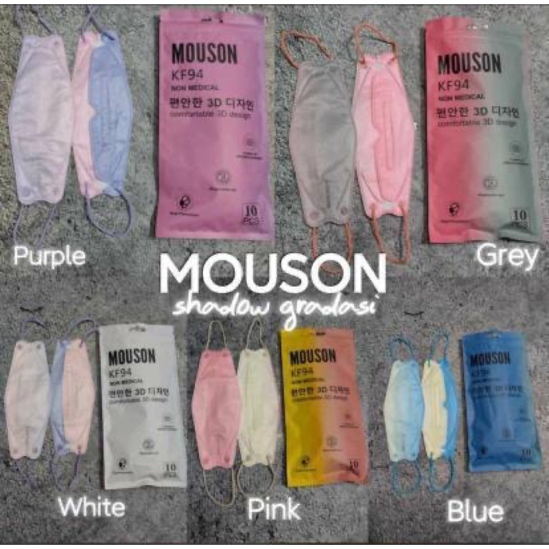 MASKER KF94 MOUSON SHADOW GRADASI MIX WARNA ISI 10PCS/MASKER KOREA MURAH