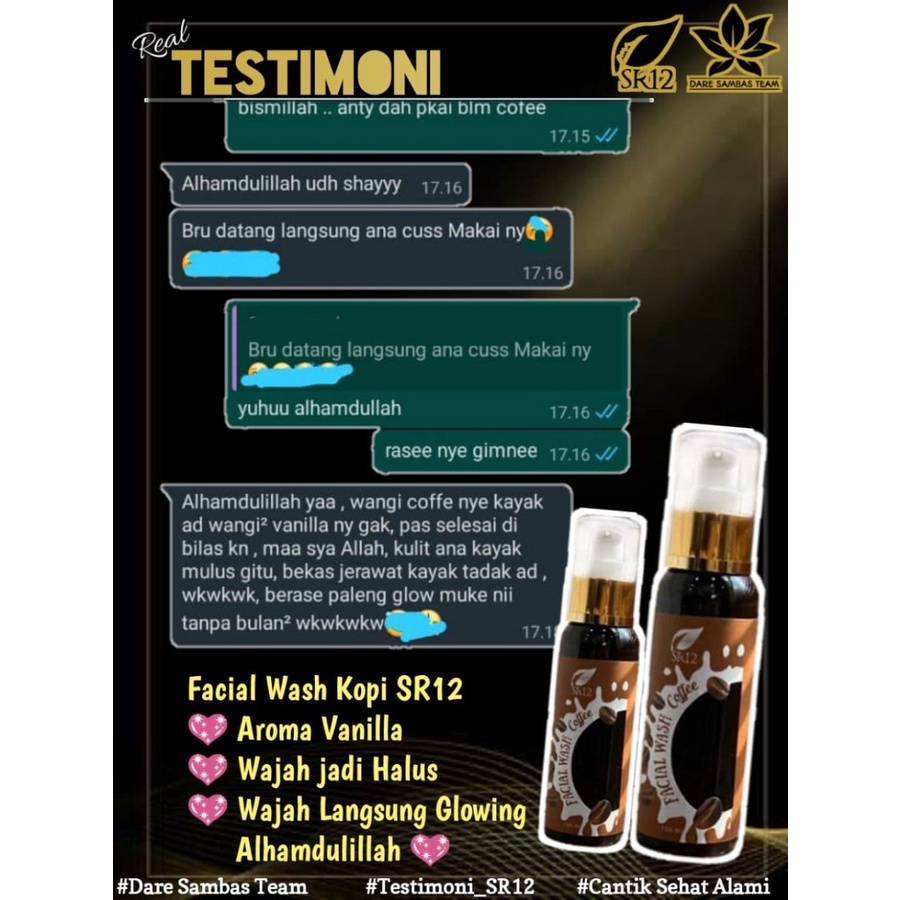 Facial Wash Coffee SR12 - Sabun Cair Kopi SR 12 - Pembersih  Pelembab Wajah-  BPOM Original 100% Official Agen Resmi