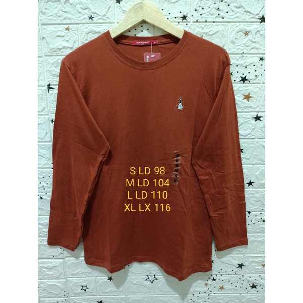 Kaos Hush puppies lengan panjang unisex pria/wanita logo bordir