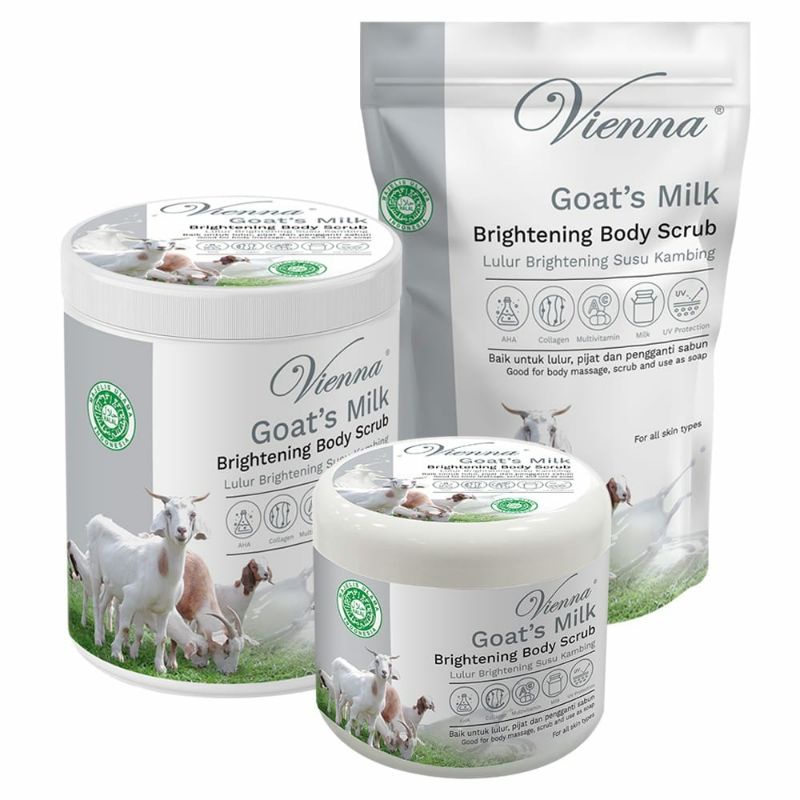 VIENNA Body Scrub Goat's Milk 250gr - POUCH | Lulur Susu Kambing