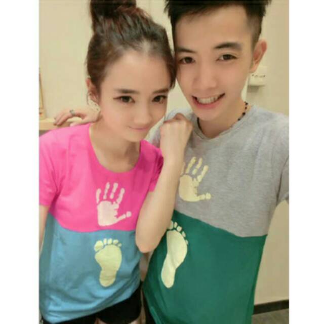 Kaos couple telapak - baju couple lengan.pendek