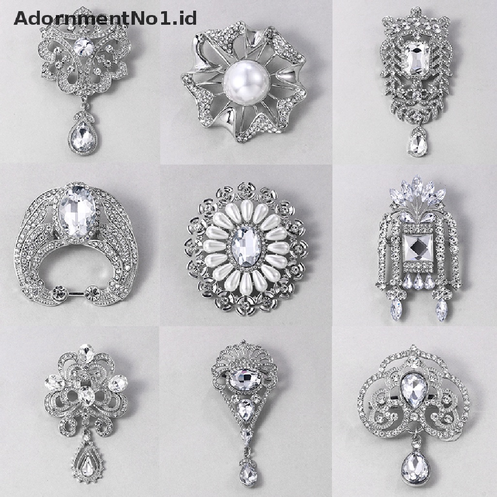 (AdornmentNo1) Bros / Pin Vintage Bentuk Tetesan Air Aksen Kristal + Berlian Imitasi Untuk Wanita / Pesta Pernikahan