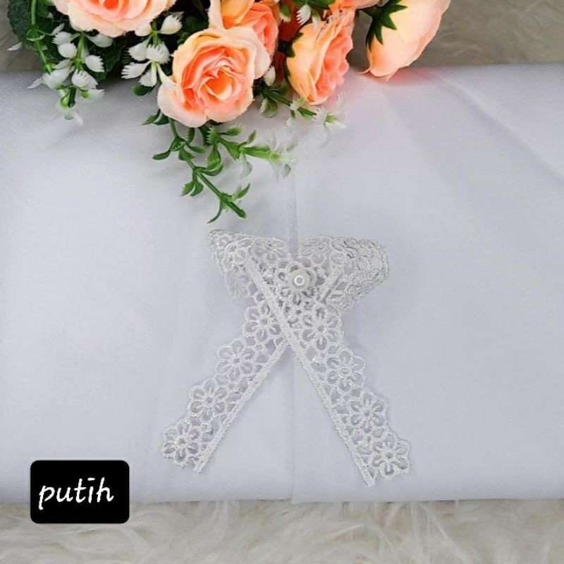 READY STOCK Hijab instan segitiga renda JIilbab Instan Segiempat Jilbab Instan Segitiga pita-Putih
