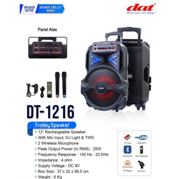 SPEAKER PORTABEL WIRELESS DAT 1216 ORIGINAL BERGARANSI