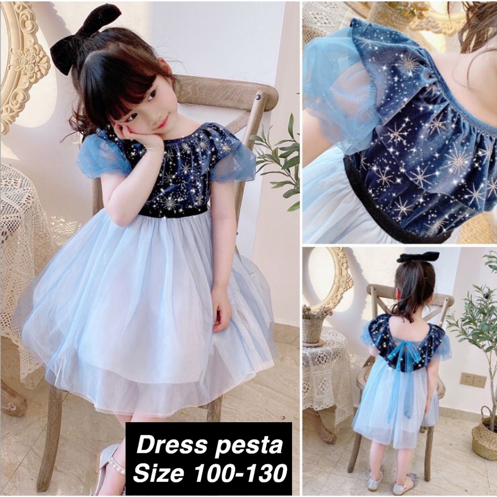 (LOLI-JKT) BS-212 DRESS ANAK ALA KOREA BLUE STAR SIZE 100-130